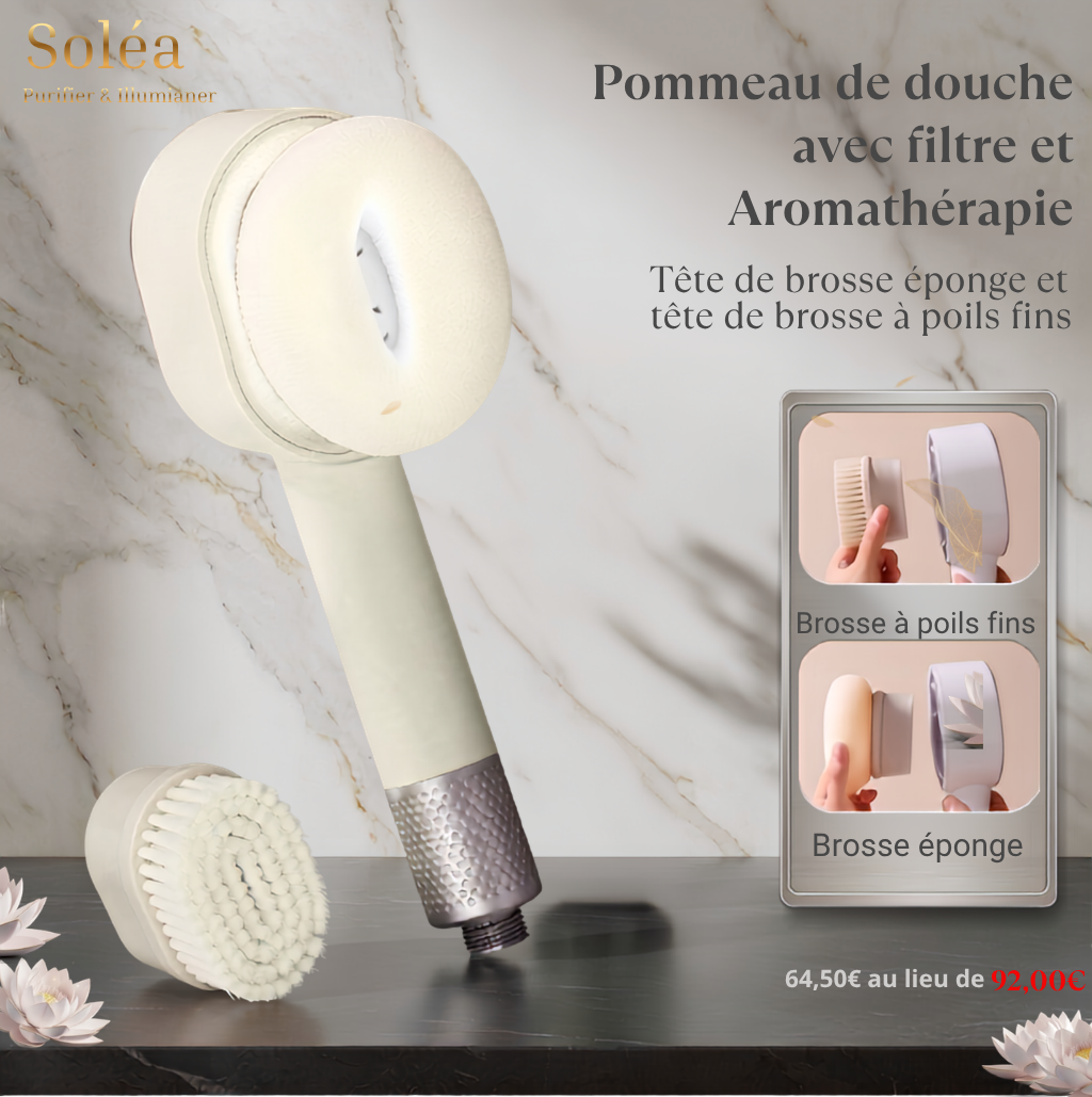 SOLEA - Pommeau de douche filtrant anti-chlore & calcaire