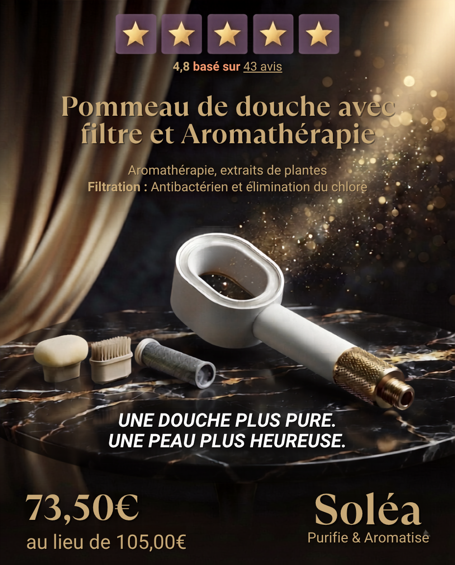SOLEA - Pommeau de douche filtrant anti-chlore & calcaire