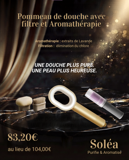 SOLEA - Pommeau de douche filtrant anti-chlore & calcaire