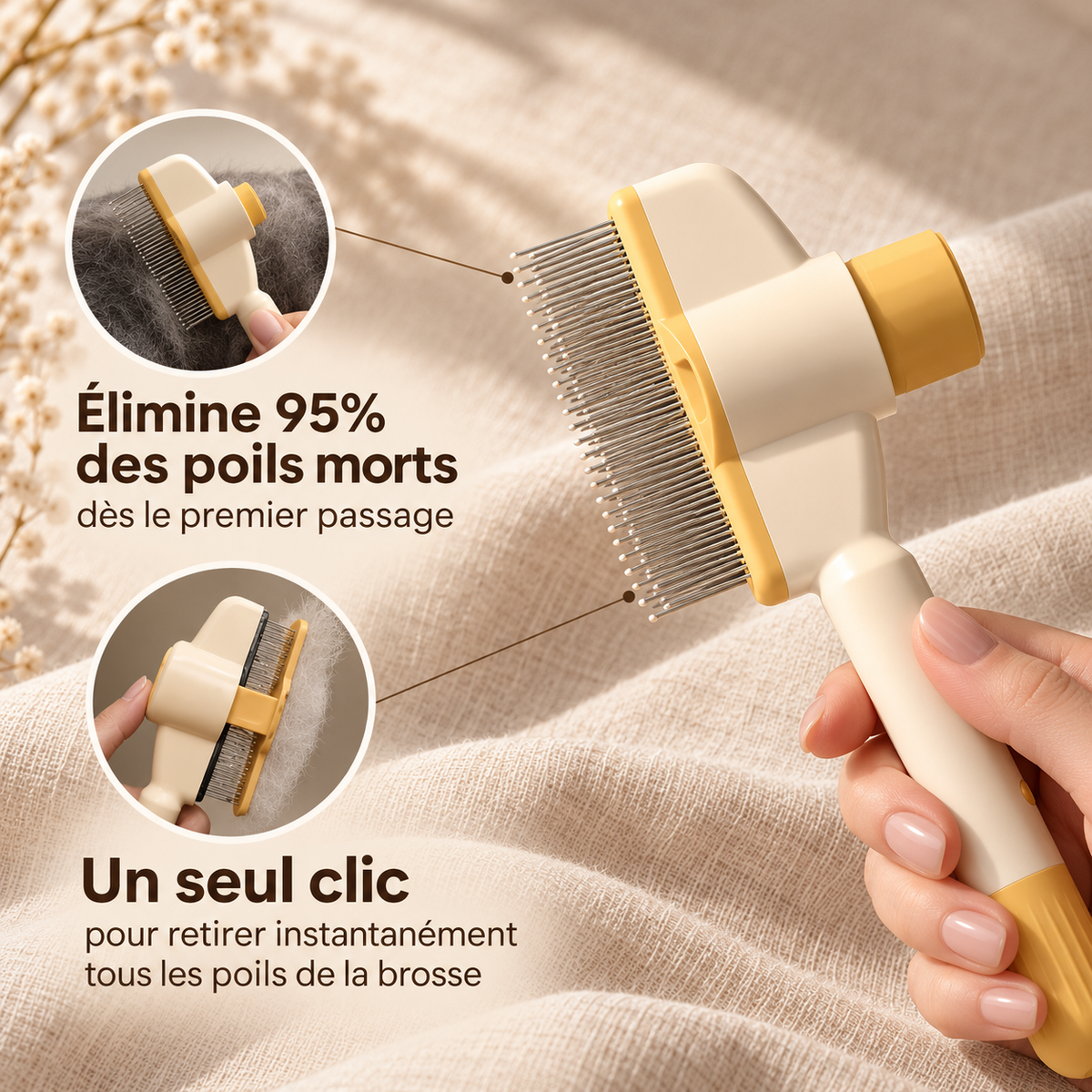 Le Peigne Caresse — Peigne de toilettage et attrape-poils