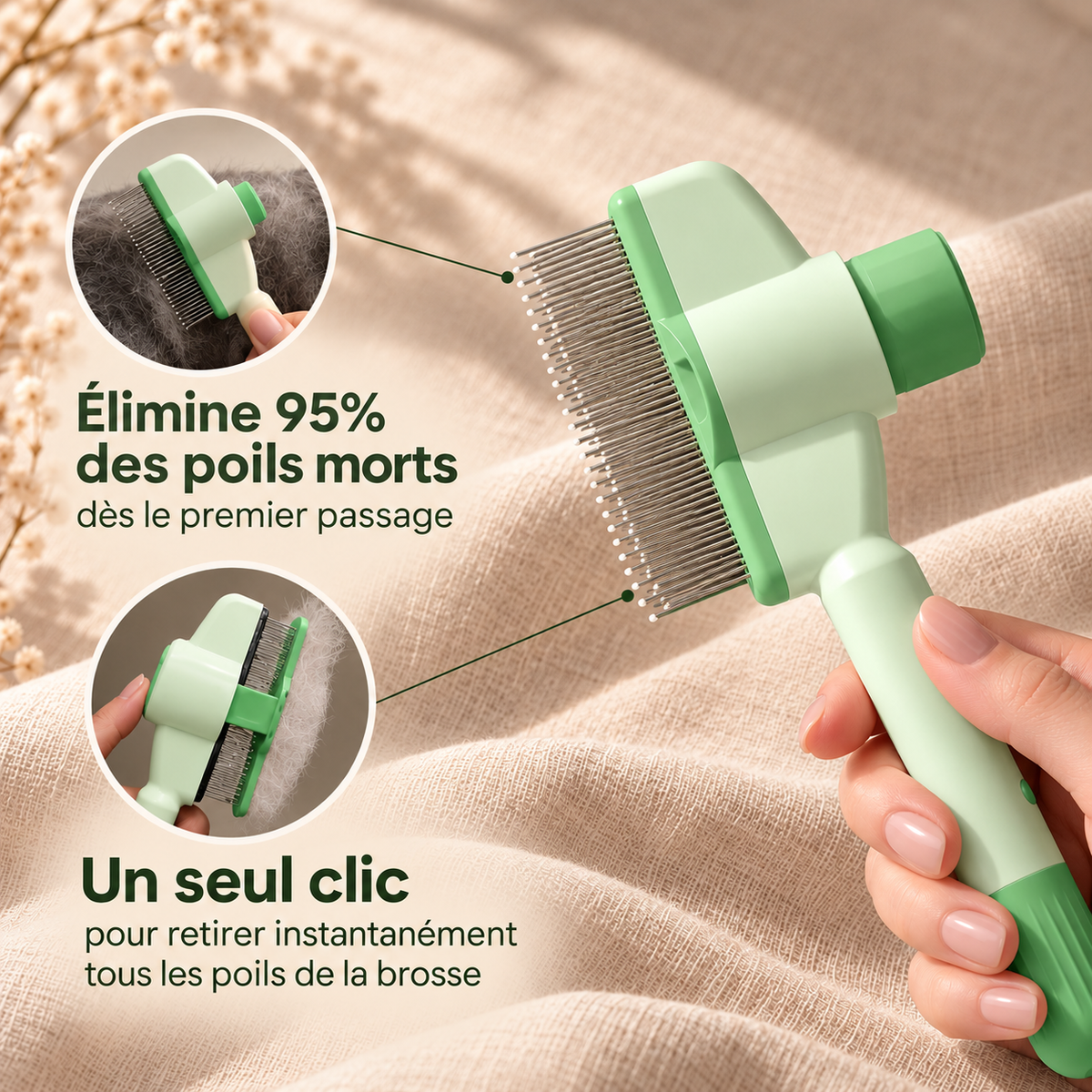 Le Peigne Caresse — Peigne de toilettage et attrape-poils