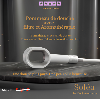 SOLEA - Pommeau de douche filtrant anti-chlore & calcaire