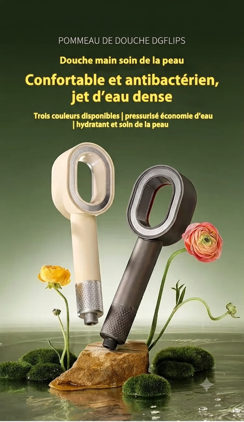 SOLEA - Pommeau de douche filtrant anti-chlore & calcaire